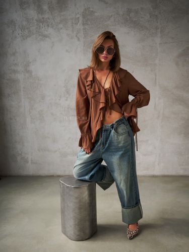 Широкие синие джинсы-трансформеры