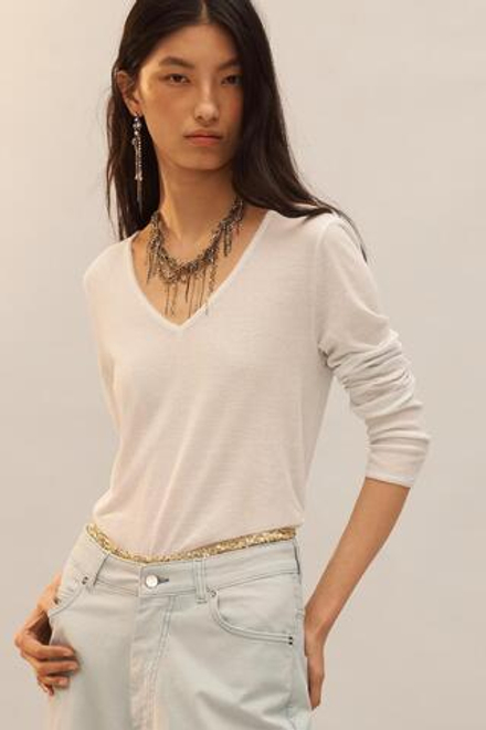 ZARA ФУТБОЛКА С V-ОБРАЗНЫМ ВЫРЕЗОМ - LIMITED EDITION, СВЕТЛО-ГОЛУБОЙ