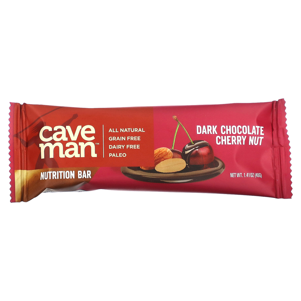 Caveman Foods, Nutrition Bar, темный шоколад, вишня, орехи, 12 батончиков, по 40 г (1,41 унции)
