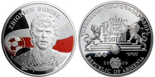 100 драм. Бонек - Короли футбола. Армения. 2009 год
