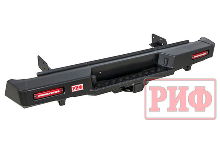 Бампер силовой задний Isuzu D-MAX (2012-2021) с квадратом под фаркоп и фонарями, стандарт