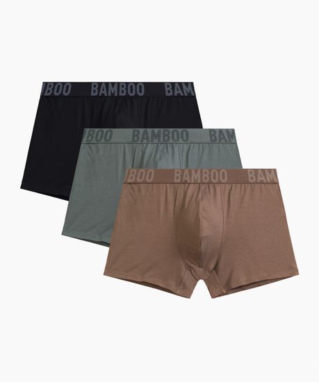 Трусы мужские боксеры (3шт), Atlantic 3MH-215, бамбук, светлый хаки + черный + бежевый