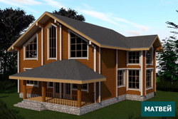 Домокомплект двухэтажного дома из клееного бруса"Матвей" общей площадью 247,39 м2 + Стеновой комплект бани.