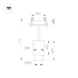 Светильник ART-NEMO-BUILT-ZOOM-R38-5W Warm3000 (BK, 10-55 deg, 24V) (Arlight, IP20 Металл, 5 лет) 049777