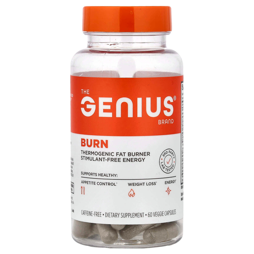 The Genius Brand, Burn, без кофеина, 60 растительных капсул