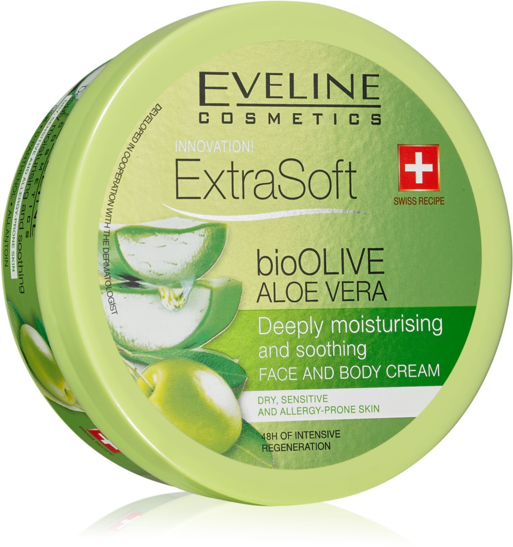Eveline Cosmetics Extra Soft - успокаивающий увлажняющий крем для чувствительной кожи /  Bio Olive & Aloe Vera 175  ml  / GTIN 5901761965353