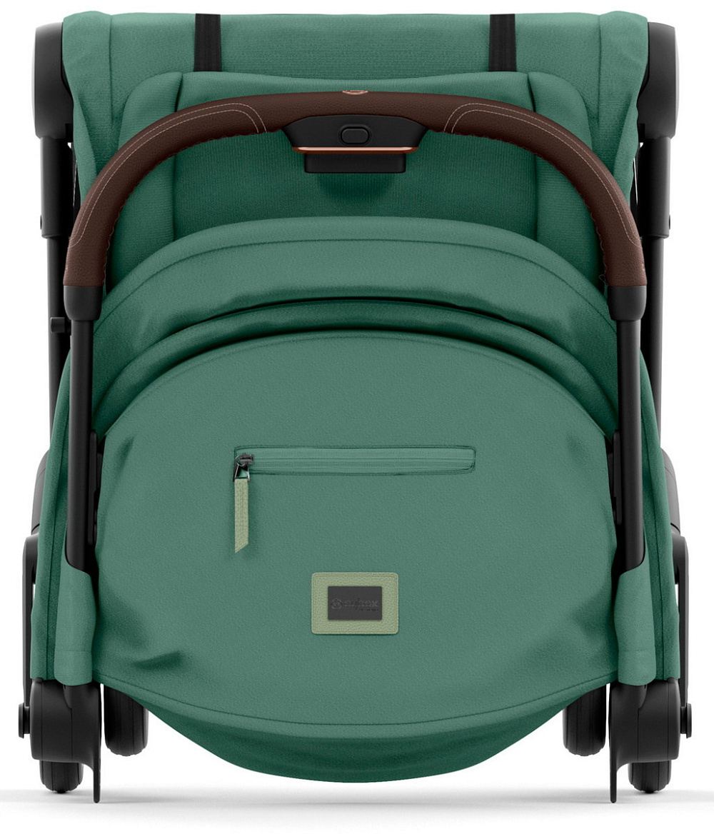 Коляска Cybex Coya Rosegold Frame Cloud G i-Size Almond Beige Plus Leaf Green с дождевиком и бампером