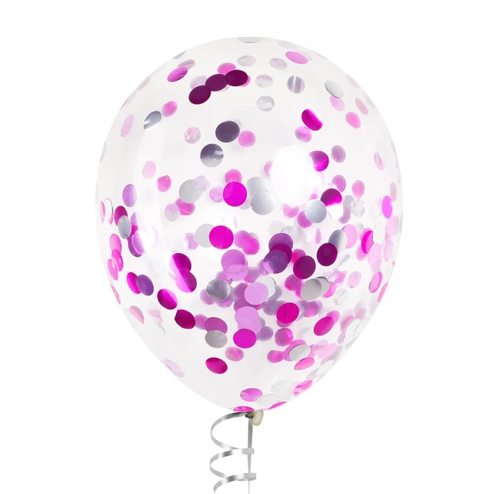 Латексный шар с крупным розовый микс конфетти, 36 см