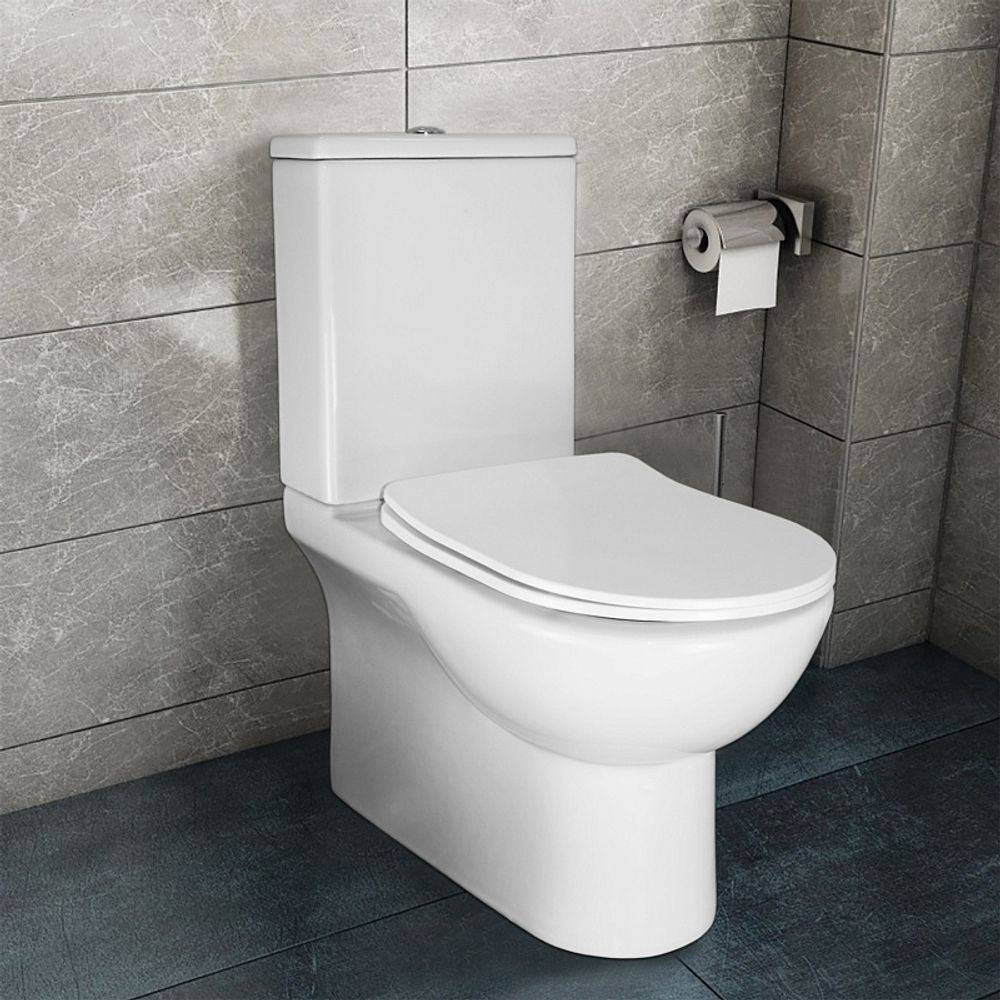 Унитаз-компакт AZARIO Ambra 645x370x815 напольный, безободковый, в комплекте сиденьем микролифт (AZ-848)