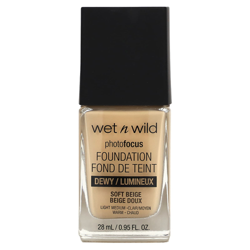wet n wild, PhotoFocus Foundation, Dewy, мягкий бежевый, 28 мл (0,95 жидк. унц.)