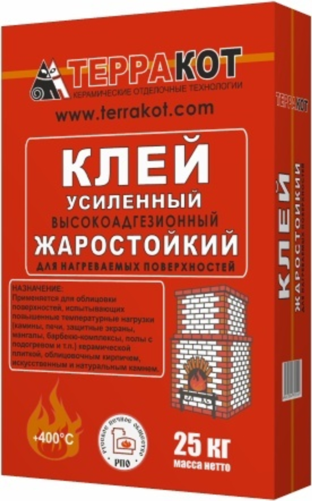 КЛЕЙ ЖАРОСТОЙКИЙ УСИЛ. ТЕРРАКОТ 25КГ