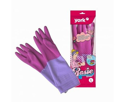 Перчатки резиновые York Rosie с удлинённой манжетой, с ароматом розы, размер L