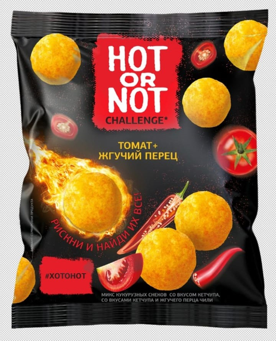 МИКС кукурузных снеков "Hot or Not" кетчуп и жгучий перец чили 100г (18шт)