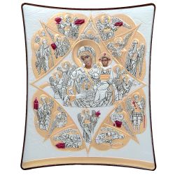 Неопалимая купина. Икона Богородицы в серебряном окладе. 16 х 20 см