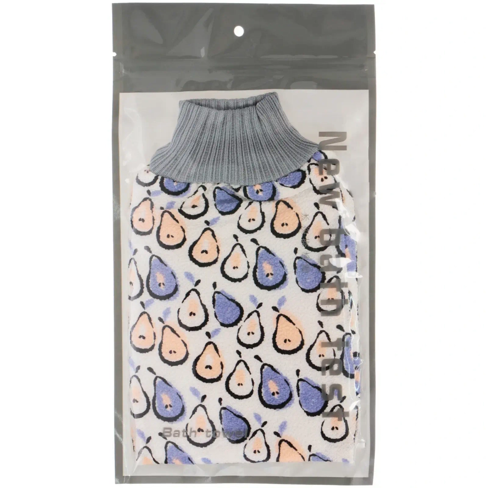 Мочалка - варежка скрaбирующая «Premium - DEPALMA», цвет белый / фиолетовый, 22.5*14.5см (ZIPпакет)