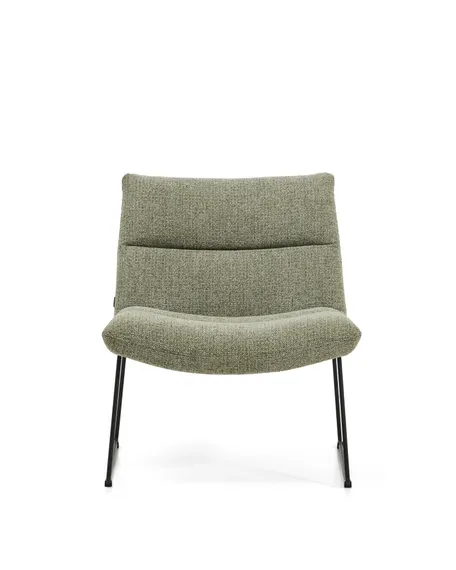 Лаунж-кресло Asen, зеленый шенилл, черные ножки