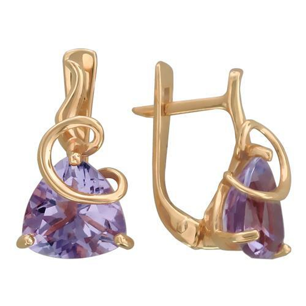 Серьги с аметистом из красного золота 585 пробы JA-S-314669-2