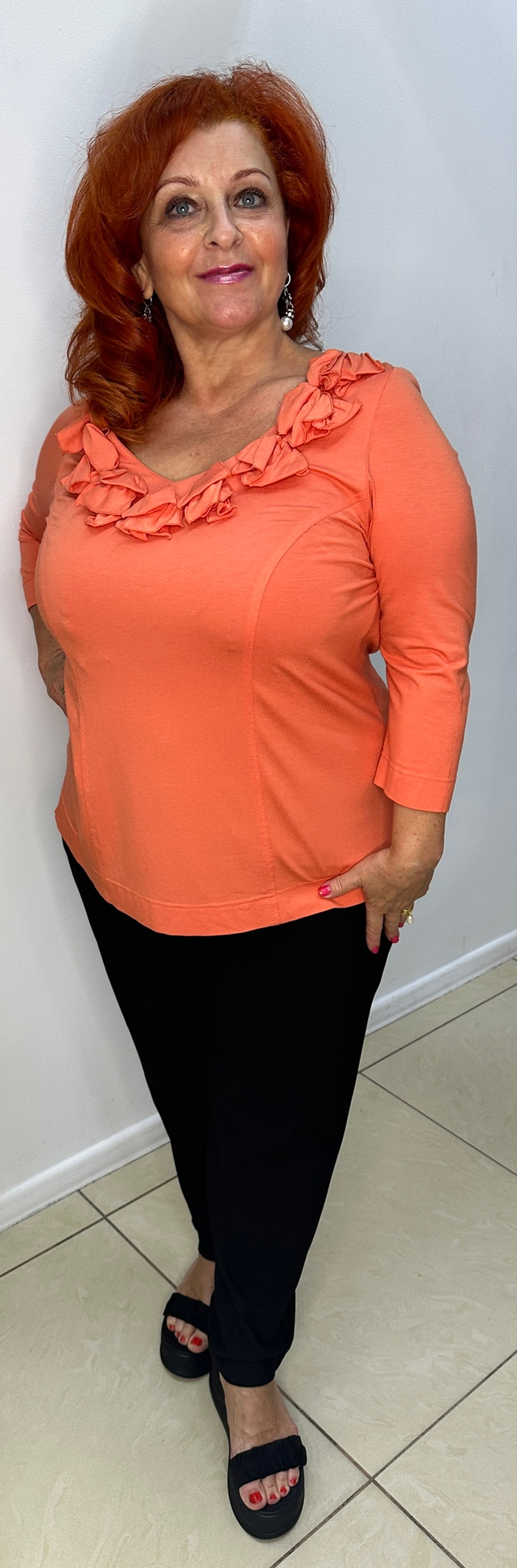 Трикотажный немецкий блузон с оригинальным принтом