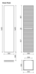 Шкаф-пенал подвесной SANCOS Folk, 350х350х1650 мм, цвет Bianco, арт. PFL35W