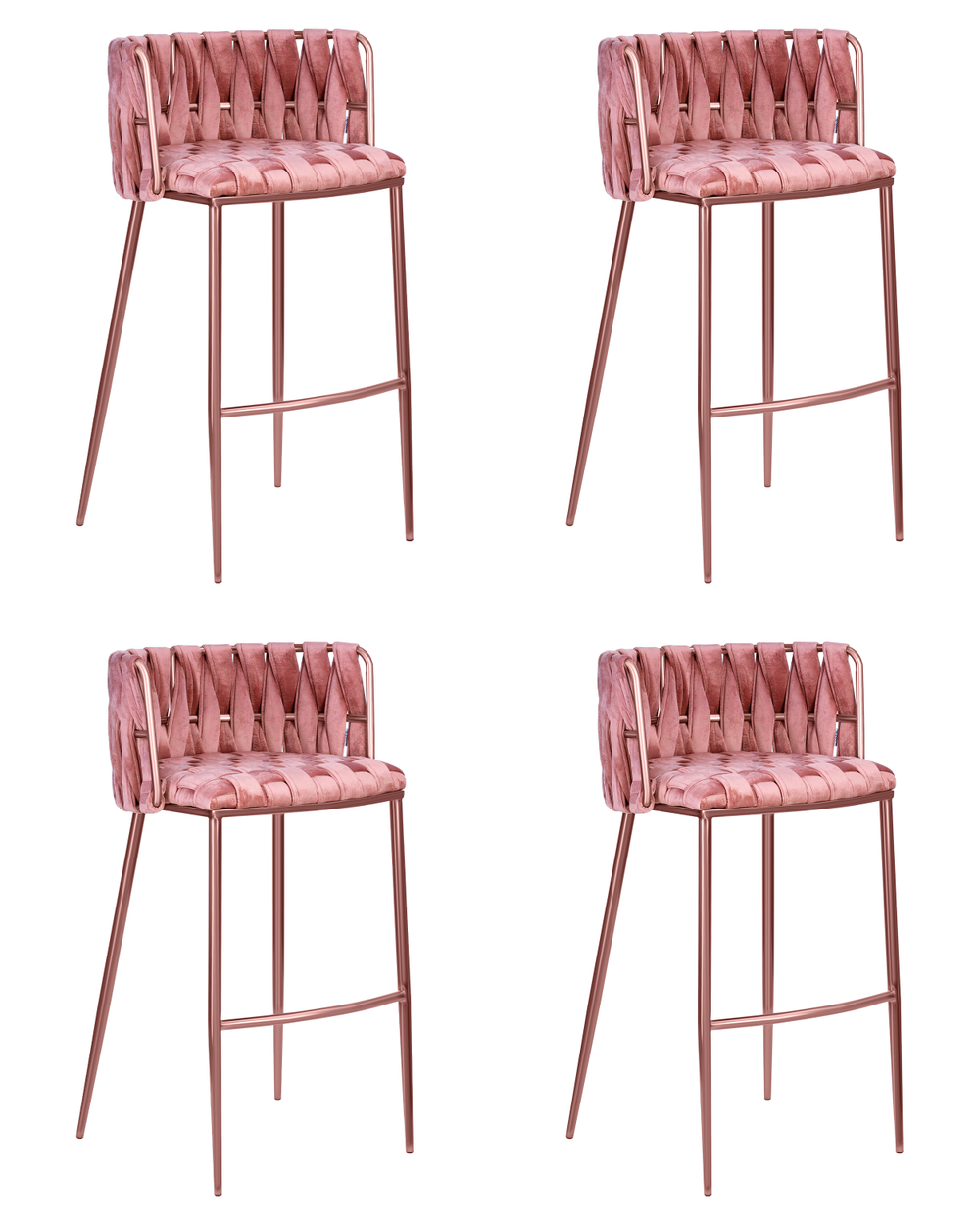 Набор 4 шт Стул барный DOBRIN EMMA ROSE GOLD, розовый велюр (VF-10)