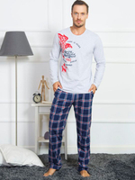 Домашний мужской комплект с брюками (Размер: 4X) (Цвет: голубой с синим)