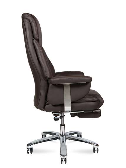 Кресло офисное Норден / Парламент / (brown) сталь + хром / темно-коричневая экокожа