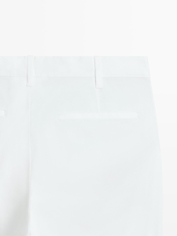 Massimo Dutti Зауженные брюки из смесовой хлопковой ткани, экрю