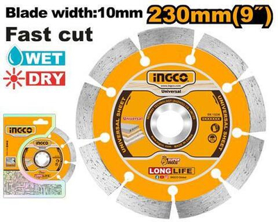 Диск алмазный сегментный 230х10х2,7х22мм SUPER INGCO DMD012302