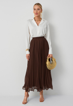 Юбка плиссе макси 100 коричневая