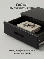 Тумба прикроватная, 47х29х15, Мелания, подвесная, с ящиком, черный, массив березы