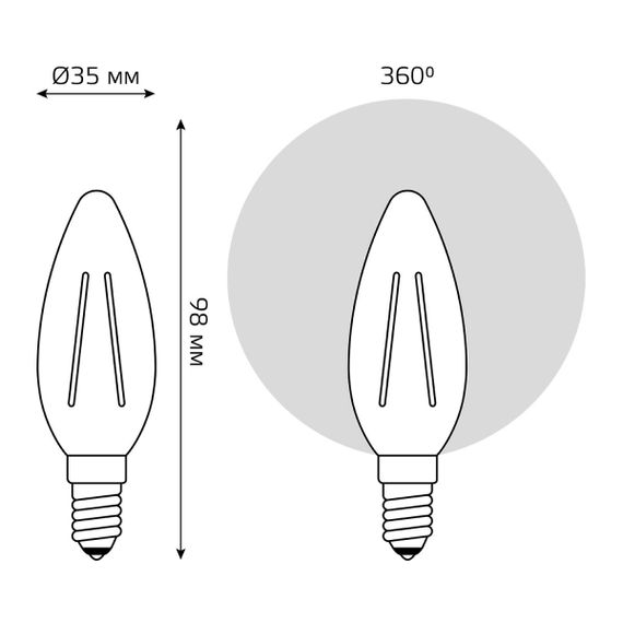 Лампа Gauss Basic Filament Свеча 1037154