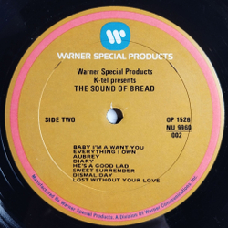 Винтажная виниловая пластинка LP The Sound Of Bread Their 16 Finest Songs (USA 1982)