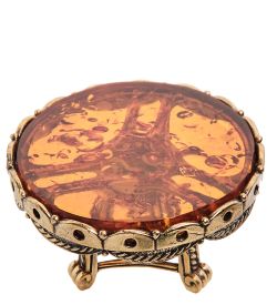 Народные промыслы AM-3192 Фигурка «Стол Журнальный» (латунь, янтарь)