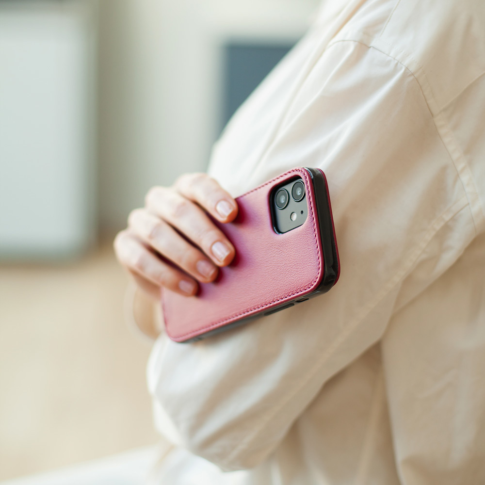 Чехол для iPhone 12/12Pro из кожи теленка, цвета малины