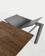 Стол Atta 160 (220) x90 антрацит, коричневый, керамика