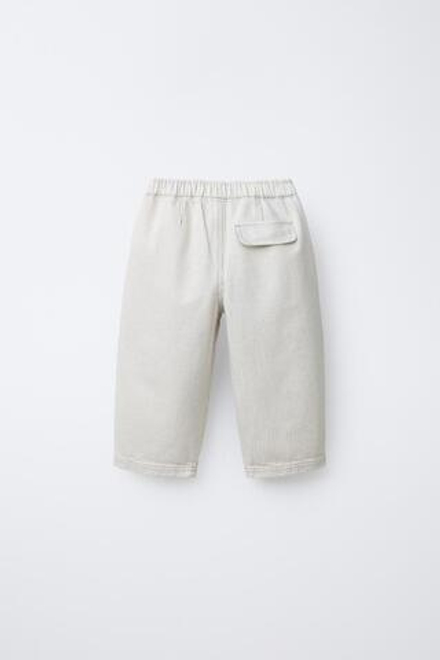 ZARA БРЮКИ BAGGY В ПОЛОСКУ, ЭКРЮ