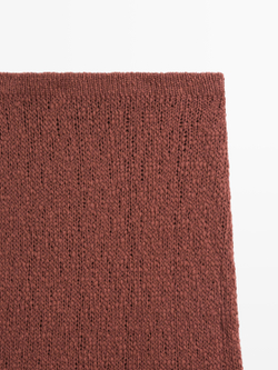 Massimo Dutti Хлопковая вязаная юбка миди, черепичный