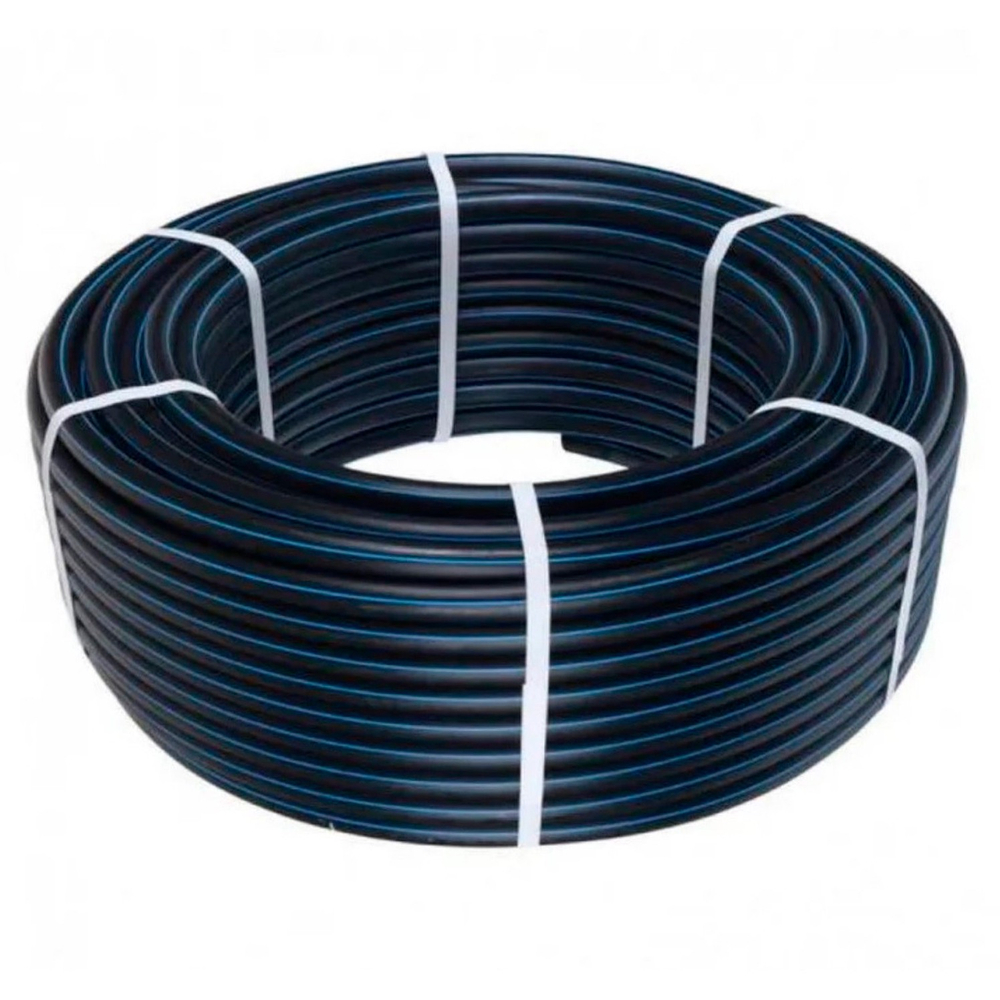 Труба ПНД 32х2,0 SDR17 черная с синей полосой, питьевая (200)