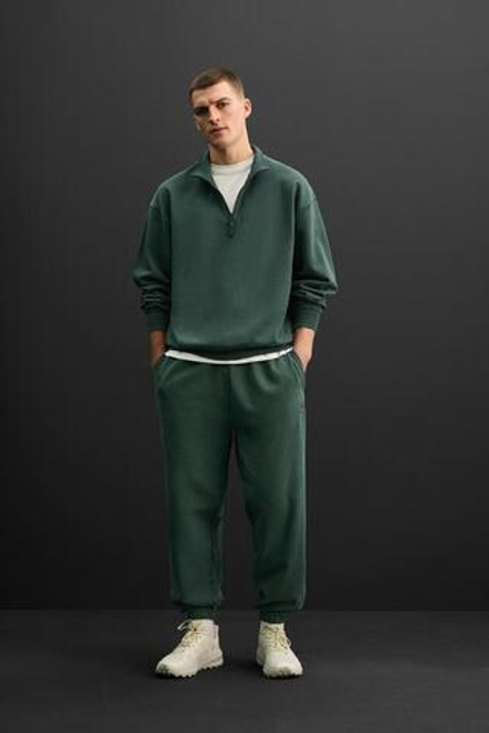 ZARA ТОЛСТОВКА С КОРОТКОЙ ЗАСТЕЖКОЙ-МОЛНИЕЙ, ЗЕЛЕНЫЙ