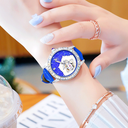 KANGOL Automatic Mechanical Movement Genuine Leather Strap Watch Women"s Watch Blue Dial