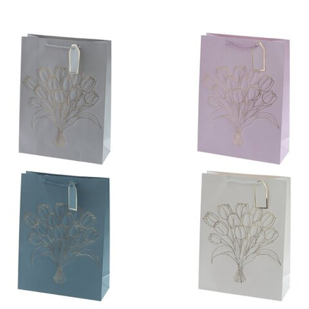 GAEM Пакет подарочный L (бумага 210г/м2, блок 12шт), L31 W12 H42 см, 4в.