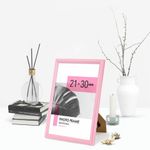 Рамка 21х30 см небьющаяся, багет 17,5 мм, пластик, BRAUBERG "Colorful", розовая, 391248