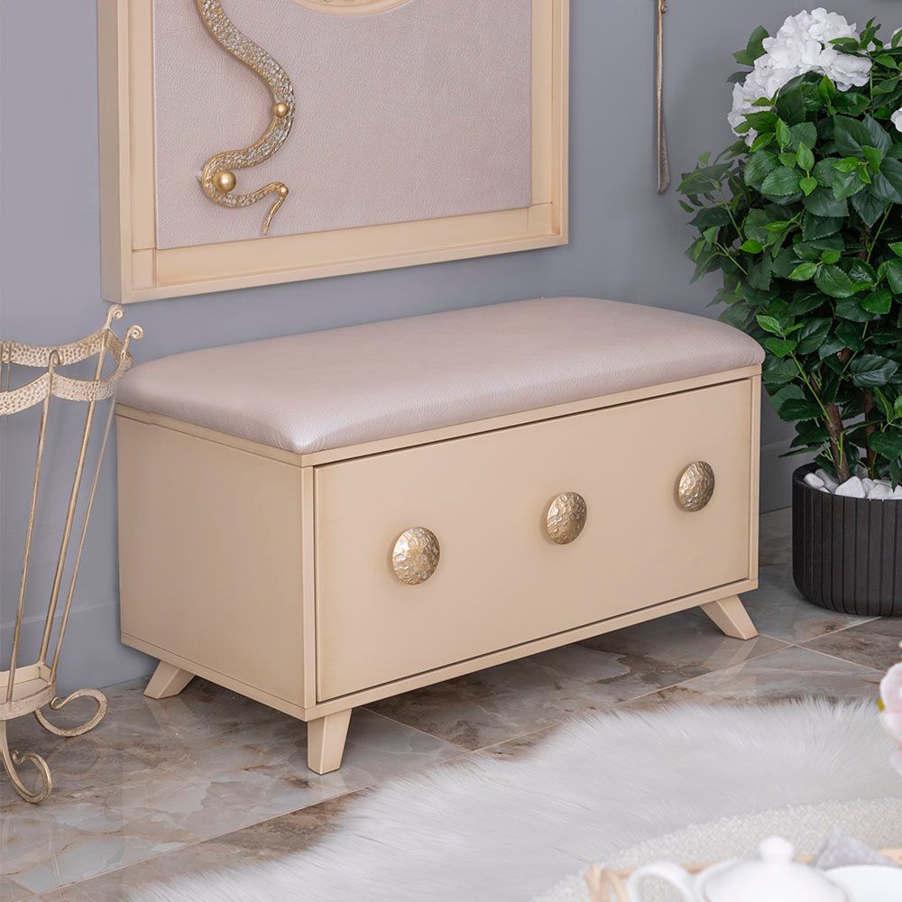 Банкетка Heri 1 Айвори Мраморное золото