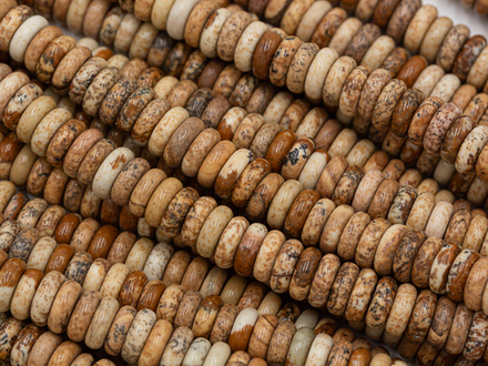 Нить бусин из песочной яшмы 6,5мм, рондель