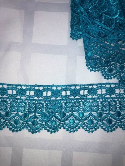 Кружево, гипюр 75мм, морская волна
