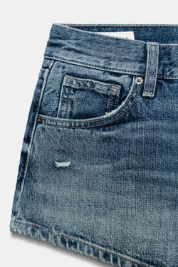 ZARA КОРОТКИЕ ДЖИНСОВЫЕ ШОРТЫ TRF С ВЫСОКОЙ ПОСАДКОЙ, СИНИЙ