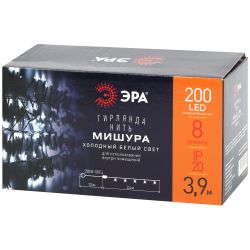 ENIN - GC ЭРА Гирлянда LED Нить Мишура 3,9 м зеленый провод, холодный свет, 220V