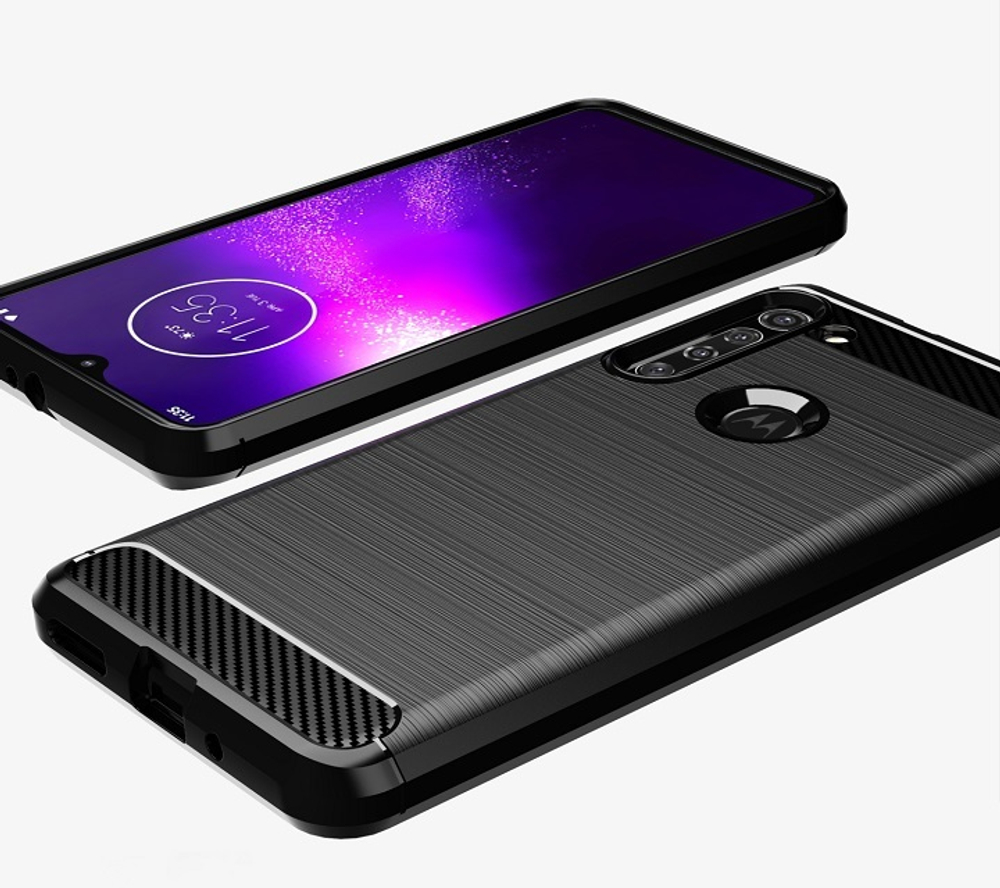 Мягкий защитный чехол в стиле карбон на Motorola G8, серия Carbon от Caseport