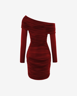 Платье мини из трикотажа с драпировкой