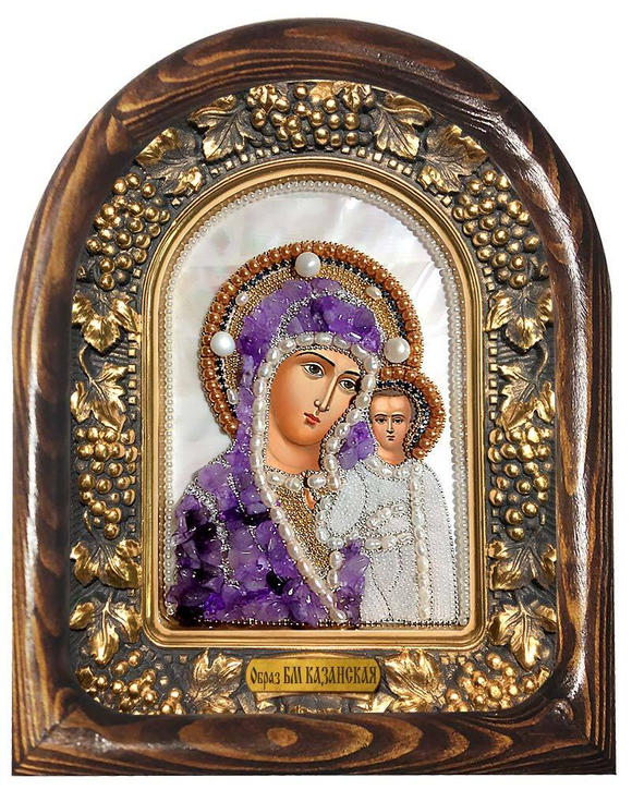 Божия Матерь Казанская (перламутр, жемчуг, аметист)
